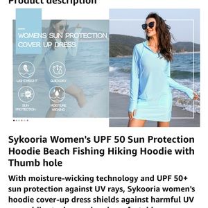 Sykooria Women's Long Sleeve Cover-Up Dress UPF 50+ UV